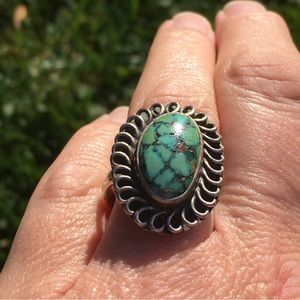 Sterling Silver Vintage Turquoise Ring Size 8